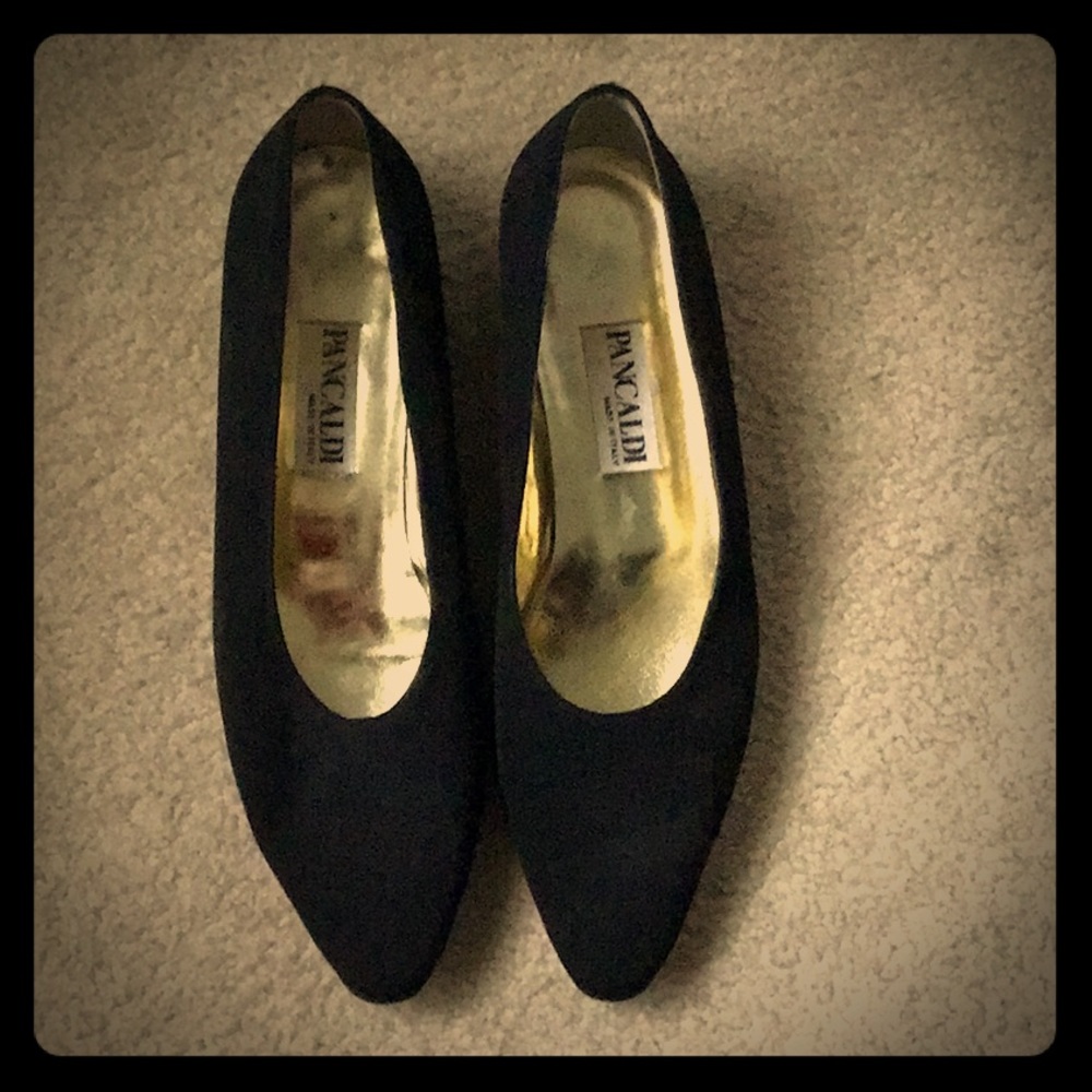 Pancaldi black grosgrain nylon flats.